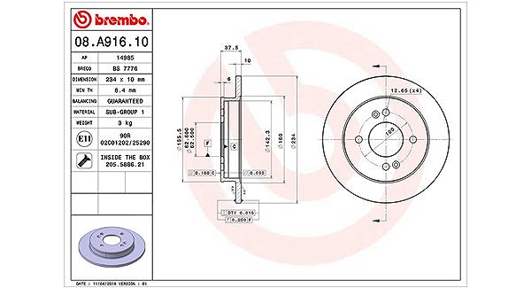 Magneti Marelli Bremsscheibe [Hersteller-Nr. 360406080400] für Hyundai, Kia