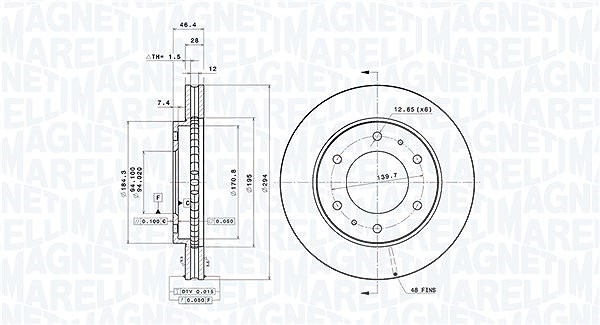 Magneti Marelli Bremsscheibe [Hersteller-Nr. 360406079501] für Mitsubishi, Fiat