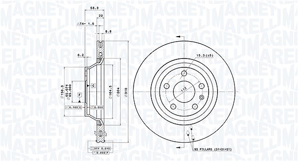 Magneti Marelli Bremsscheibe [Hersteller-Nr. 360406075101] für Audi