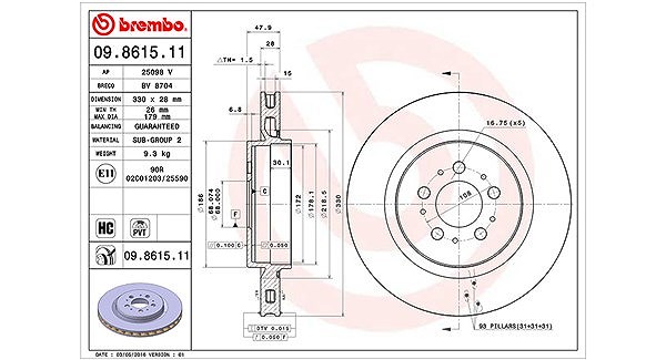 Magneti Marelli Bremsscheibe [Hersteller-Nr. 360406067400] für Volvo