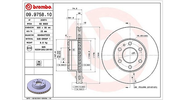 Magneti Marelli Bremsscheibe [Hersteller-Nr. 360406074100] für Iveco