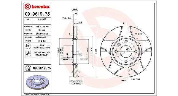 Magneti Marelli Bremsscheibe [Hersteller-Nr. 360406073805] für Citroën, Ds