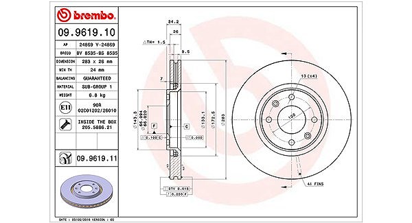 Magneti Marelli Bremsscheibe [Hersteller-Nr. 360406073800] für Citroën, Ds