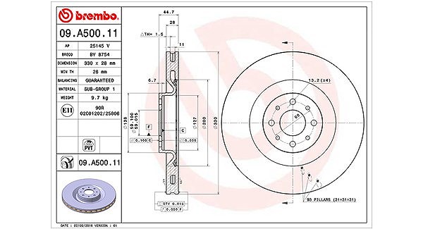 Magneti Marelli Bremsscheibe [Hersteller-Nr. 360406072400] für Lancia