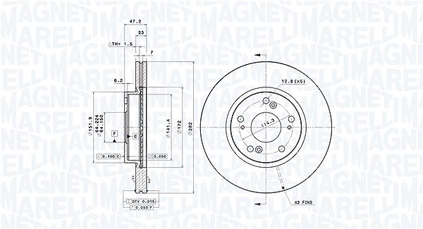 Magneti Marelli Bremsscheibe [Hersteller-Nr. 360406072301] für Honda