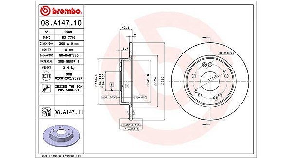 Magneti Marelli Bremsscheibe [Hersteller-Nr. 360406065500] für Honda