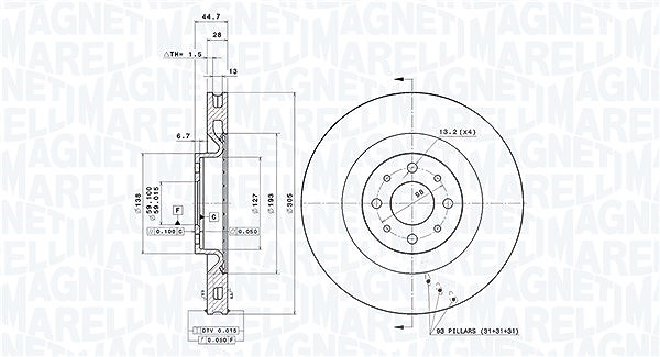 Magneti Marelli Bremsscheibe [Hersteller-Nr. 360406071800] für Lancia