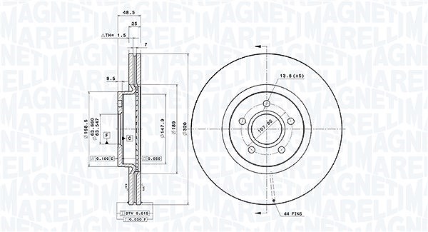 Magneti Marelli Bremsscheibe [Hersteller-Nr. 360406077900] für Ford, Volvo