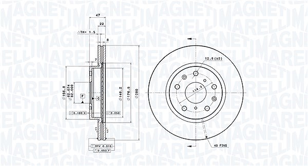 Magneti Marelli Bremsscheibe [Hersteller-Nr. 360406070801] für Fiat, Suzuki