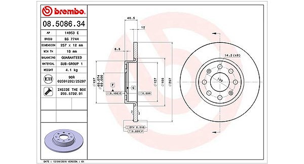 Magneti Marelli Bremsscheibe [Hersteller-Nr. 360406064800] für Opel, Vauxhall