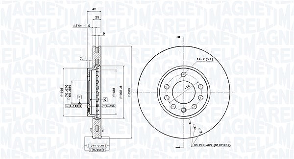 Magneti Marelli Bremsscheibe [Hersteller-Nr. 360406070301] für Fiat