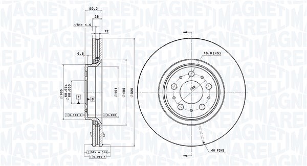 Magneti Marelli Bremsscheibe [Hersteller-Nr. 360406077400] für Volvo