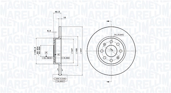 Magneti Marelli Bremsscheibe [Hersteller-Nr. 360406064701] für Fiat