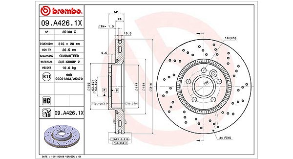 Magneti Marelli Bremsscheibe Vorderachse Belüftet [Hersteller-Nr. 360406077302] für Ford, Land Rover, Volvo