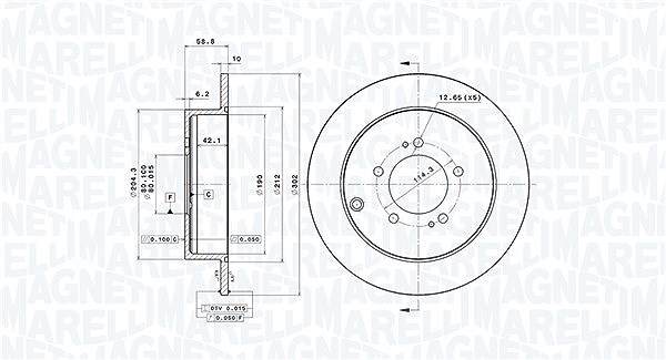 Magneti Marelli Bremsscheibe [Hersteller-Nr. 360406077201] für Citroën, Peugeot, Mitsubishi