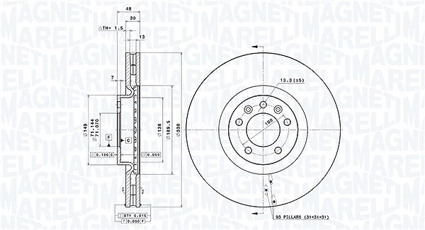 Magneti Marelli Bremsscheibe [Hersteller-Nr. 360406069501] für Citroën, Peugeot