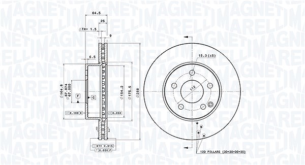 Magneti Marelli Bremsscheibe [Hersteller-Nr. 360406076800] für Mercedes-Benz