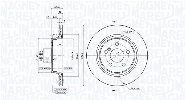 Magneti Marelli Bremsscheibe [Hersteller-Nr. 360406076700] für Mercedes-Benz