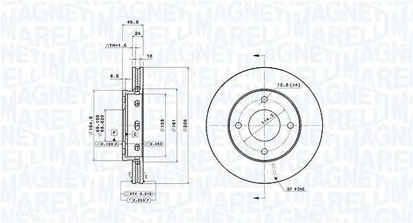 Magneti Marelli Bremsscheibe [Hersteller-Nr. 360406069001] für Mitsubishi, Smart
