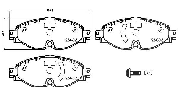 Magneti Marelli Bremsbelagsatz, Scheibenbremse [Hersteller-Nr. 363700485147] für Skoda, Audi, VW