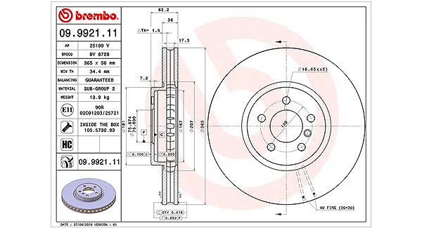 Magneti Marelli Bremsscheibe [Hersteller-Nr. 360406068500] für BMW