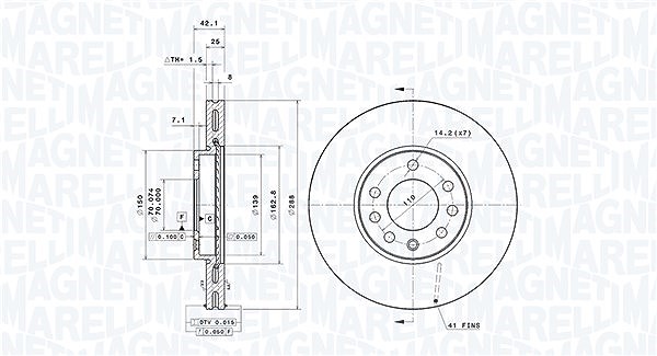 Magneti Marelli Bremsscheibe [Hersteller-Nr. 360406053801] für Vauxhall, Opel, Saab