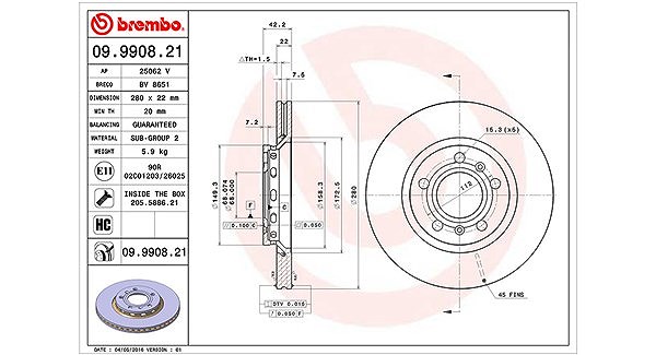 Magneti Marelli Bremsscheibe [Hersteller-Nr. 360406059301] für Audi, VW