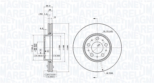 Magneti Marelli Bremsscheibe [Hersteller-Nr. 360406052101] für Volvo