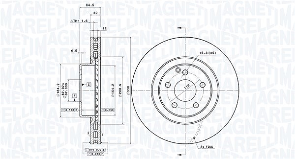 Magneti Marelli Bremsscheibe [Hersteller-Nr. 360406059101] für Mercedes-Benz