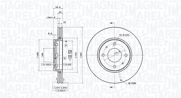 Magneti Marelli Bremsscheibe [Hersteller-Nr. 360406052001] für Mitsubishi, Volvo