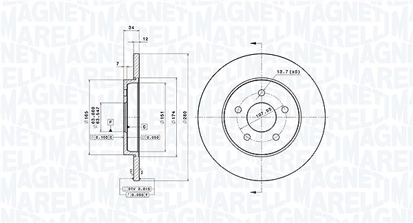 Magneti Marelli Bremsscheibe [Hersteller-Nr. 360406057901] für Ford, Jaguar