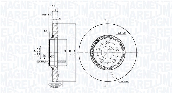 Magneti Marelli Bremsscheibe [Hersteller-Nr. 360406051801] für Volvo