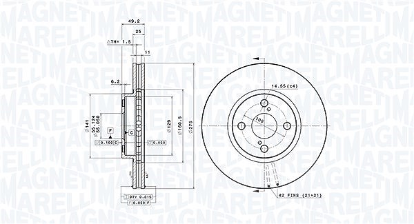 Magneti Marelli Bremsscheibe [Hersteller-Nr. 360406057601] für Toyota