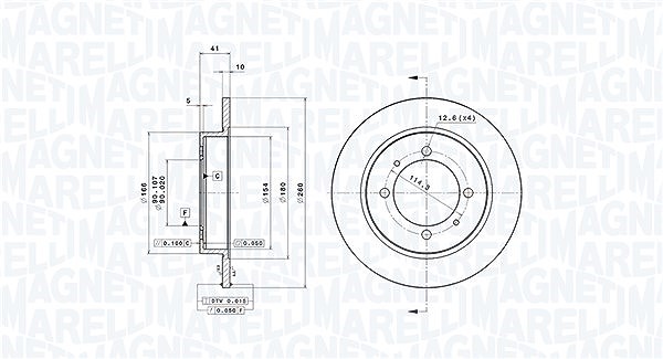 Magneti Marelli Bremsscheibe [Hersteller-Nr. 360406051701] für Mitsubishi, Proton, Volvo