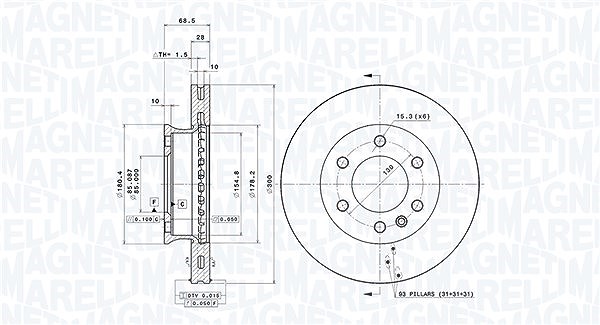 Magneti Marelli Bremsscheibe [Hersteller-Nr. 360406057101] für Mercedes-Benz, VW