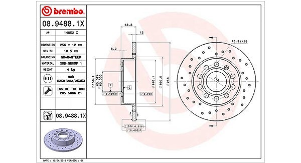 Magneti Marelli Bremsscheibe [Hersteller-Nr. 360406050802] für VW, Audi, Seat, Skoda