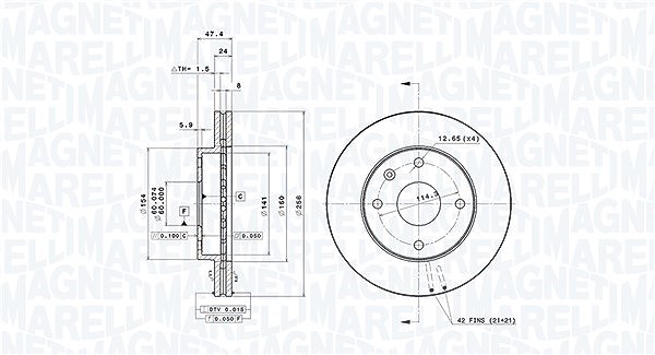 Magneti Marelli Bremsscheibe [Hersteller-Nr. 360406057001] für Chevrolet, Daewoo