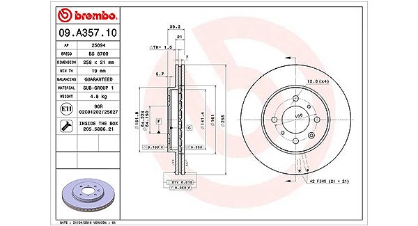 Magneti Marelli Bremsscheibe [Hersteller-Nr. 360406063700] für Honda