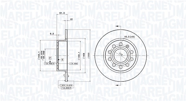 Magneti Marelli Bremsscheibe [Hersteller-Nr. 360406050701] für Skoda, VW, Audi, Seat