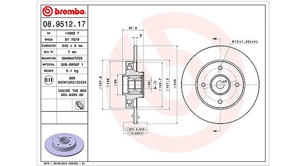 Magneti Marelli Bremsscheibe [Hersteller-Nr. 360406056500] für Citroën, Peugeot