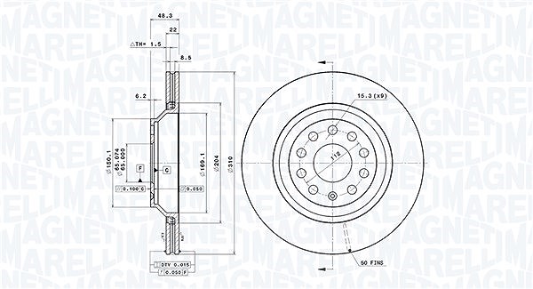 Magneti Marelli Bremsscheibe [Hersteller-Nr. 360406062701] für Audi, VW, Skoda, Seat