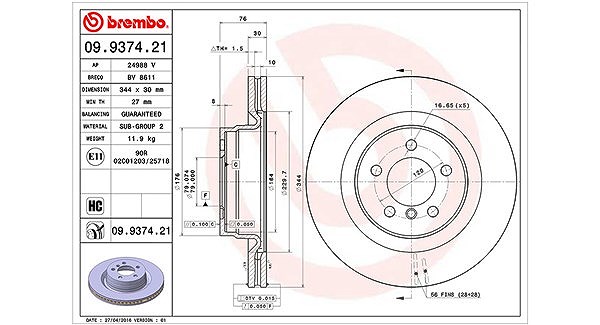 Magneti Marelli Bremsscheibe [Hersteller-Nr. 360406055901] für Land Rover