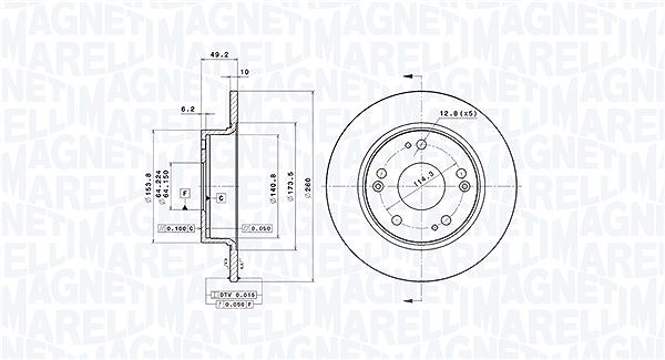 Magneti Marelli Bremsscheibe [Hersteller-Nr. 360406061801] für Honda