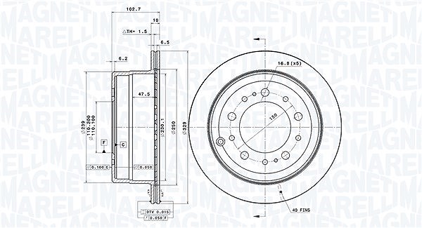 Magneti Marelli Bremsscheibe [Hersteller-Nr. 360406055401] für Toyota