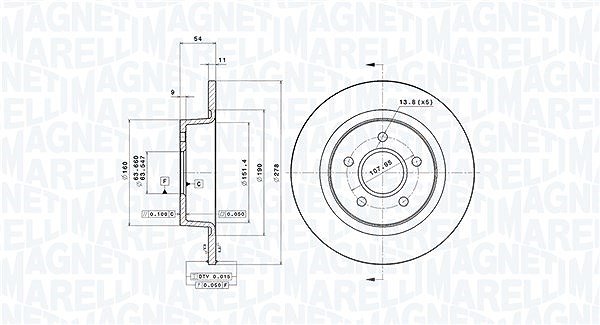 Magneti Marelli Bremsscheibe [Hersteller-Nr. 360406061601] für Ford