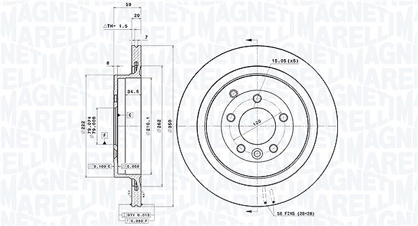 Magneti Marelli Bremsscheibe [Hersteller-Nr. 360406055001] für Land Rover