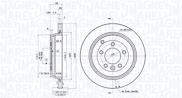 Magneti Marelli Bremsscheibe [Hersteller-Nr. 360406054801] für Land Rover
