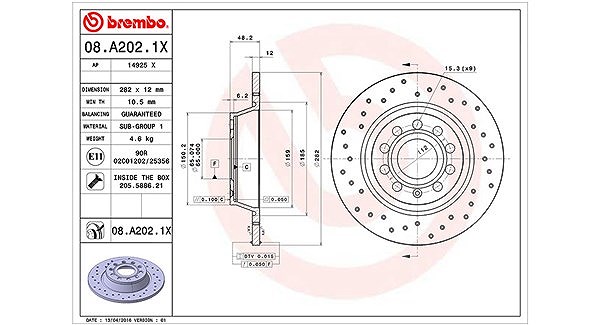 Magneti Marelli Bremsscheibe [Hersteller-Nr. 360406060802] für Skoda, Audi, VW, Seat