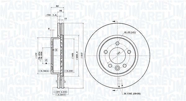 Magneti Marelli Bremsscheibe [Hersteller-Nr. 360406054701] für Land Rover