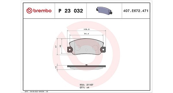 Magneti Marelli Bremsbelagsatz, Scheibenbremse [Hersteller-Nr. 363700423032] für Lancia, Fiat